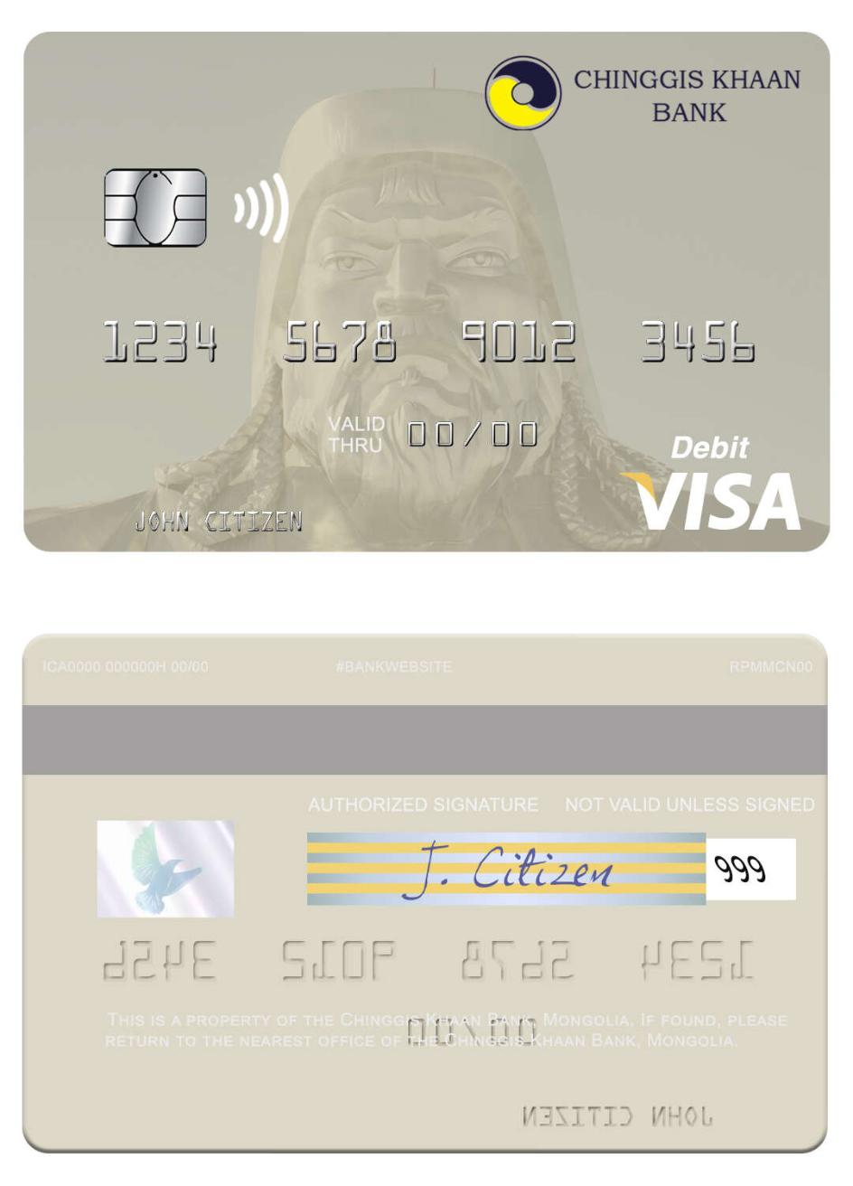 Mongolia Chinggis Khaan Bank visa debit card
